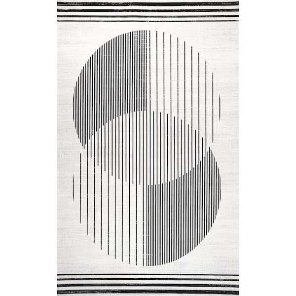 Leah Machine Washable Geometric Moon Phase Area Rug 8ft X 10ft